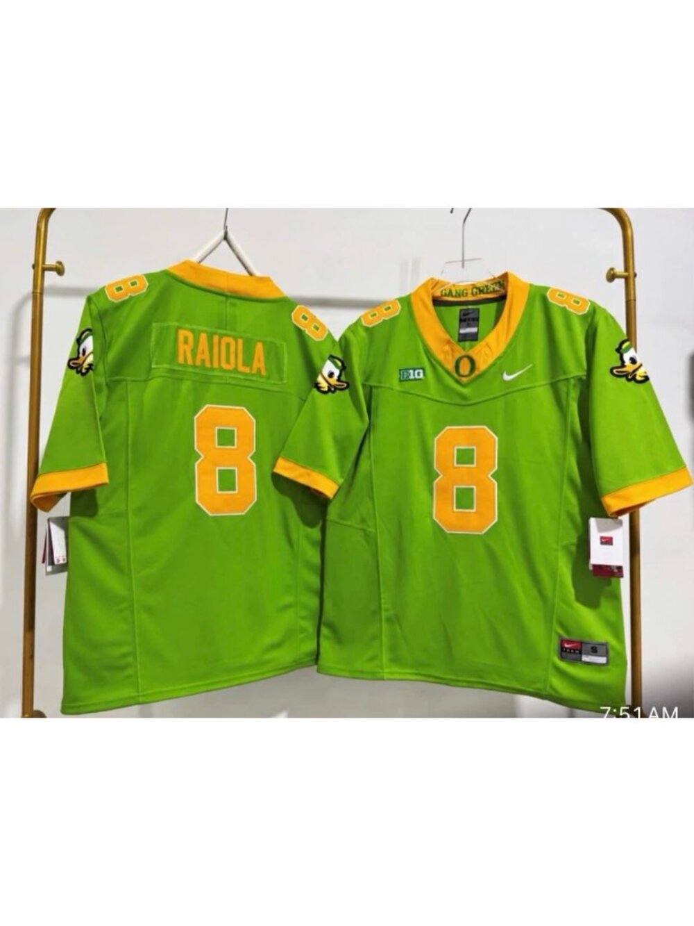 Dylan Raiola Green 8 Stitched Jersey Vapor